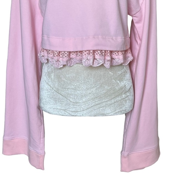 Puma Fenty by Rihanna Women’s Bell Sleeves Crop Pink Sweatshirt Size S Ruffle - Picture 6 of 12